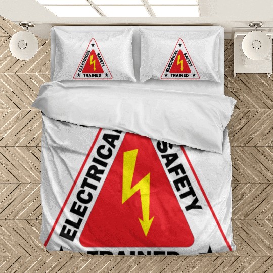 electrical Safety Trained Triangle Warning Sign Bedding Sets