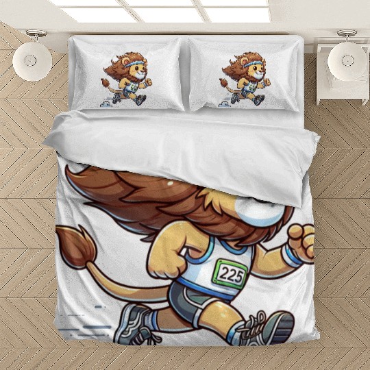 Cute Marathon Runner Lion Bedding Sets
