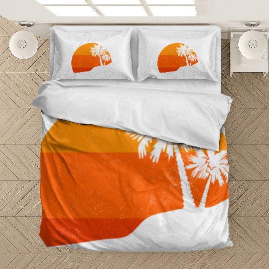 Sunset Palm Trees Retro Tropical Vibes Bedding Sets