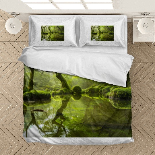 Enchanted Forest Reflections in Tranquil Pond Bedding Sets