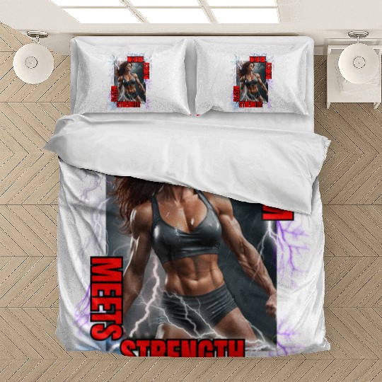 Bodybuilder woman design . Option 3 Bedding Sets