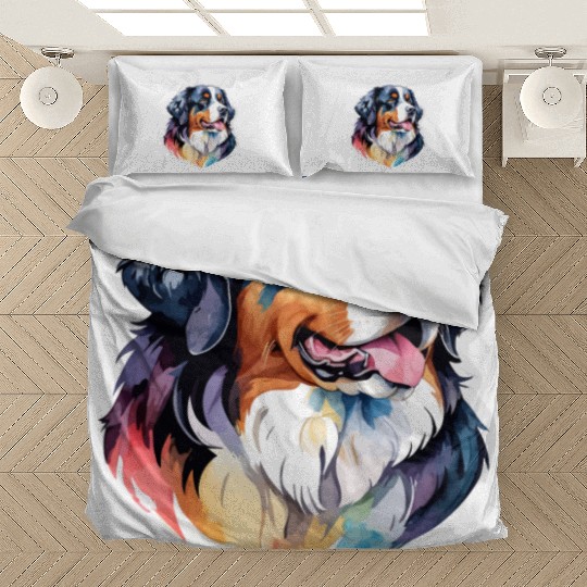 Bernese Mountain Dog Watercolor Bedding Sets