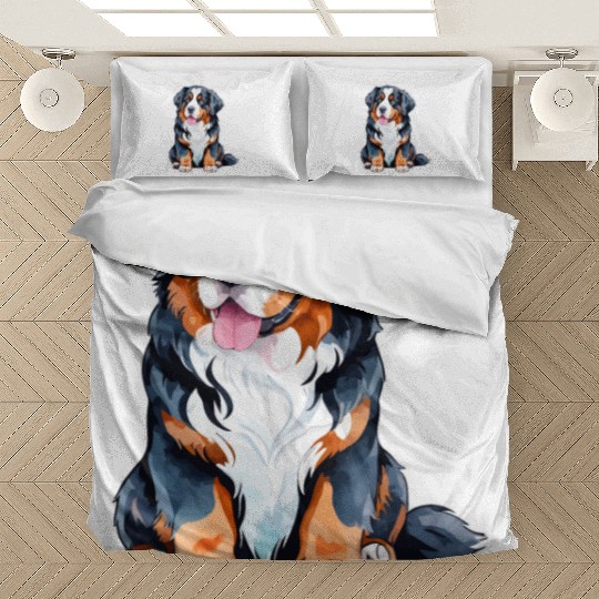 Bernese Mountain Dog Watercolor Bedding Sets