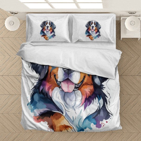 Bernese Mountain Dog Watercolor Bedding Sets