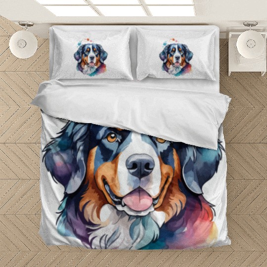 Bernese Mountain Dog Watercolor Bedding Sets