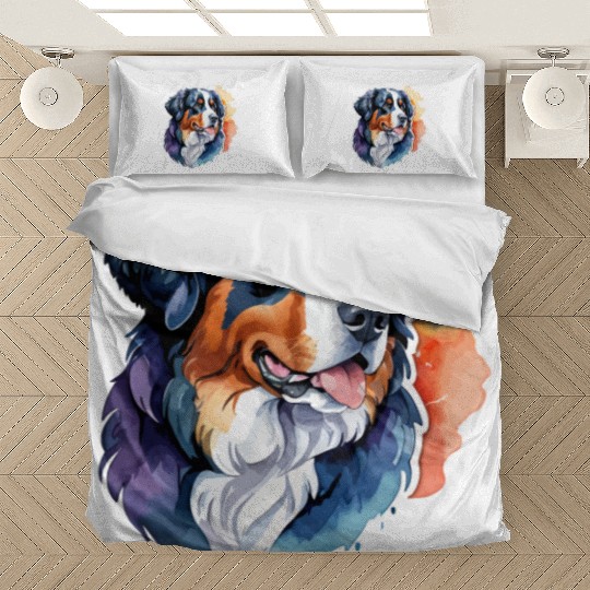 Bernese Mountain Dog Watercolor Bedding Sets