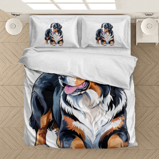 Bernese Mountain Dog Watercolor Bedding Sets