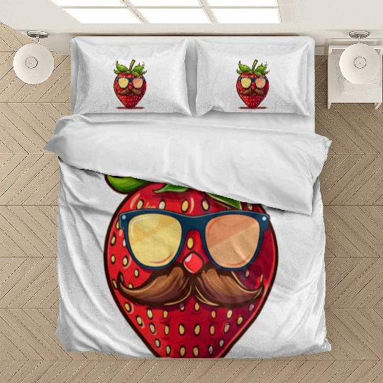 Strawberry Sunglasses Mustache Fruits Bedding Sets