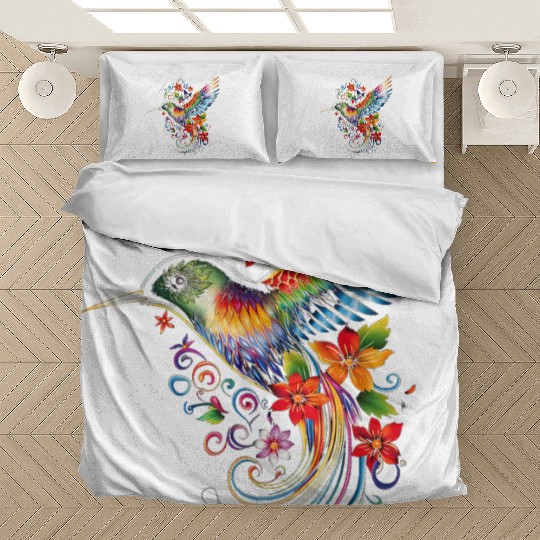 Hummingbird Flowers Colorful Hummindgbird Bedding Sets