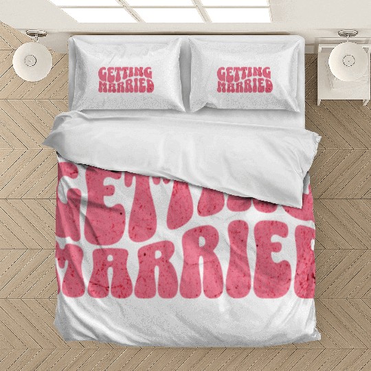 Getting married groovy pink Bachelorette bride Bedding Sets