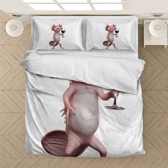 Axolotl Drinking Wine Realistic Bedding Sets