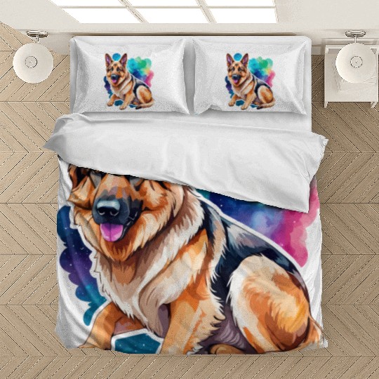 German Shepherd Watercolor Bedding Sets