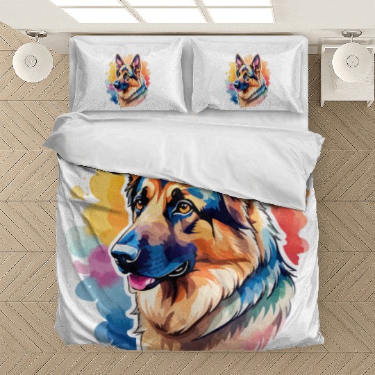 German Shepherd Watercolor Bedding Sets