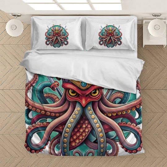 Colorful octopus samurai illustration Bedding Sets