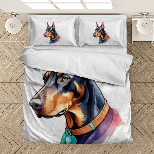 Dobermann Watercolor Bedding Sets