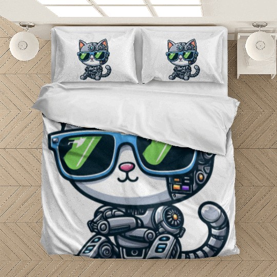 Cat robot mech cyborg sci-fi Bedding Sets