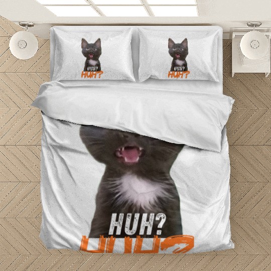 Funny Cross Eyed Cat Meme Huh Funny Cat Bedding Sets