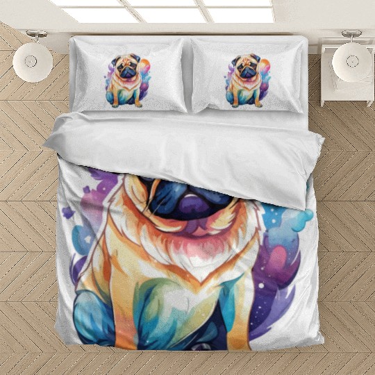 Pug Watercolor Bedding Sets
