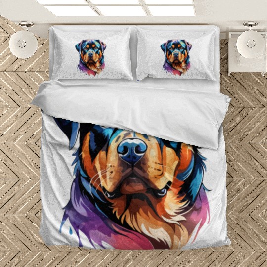 Rottweiler Watercolor Bedding Sets