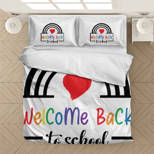 Welcome Back To School Rainbow heart Bedding Sets