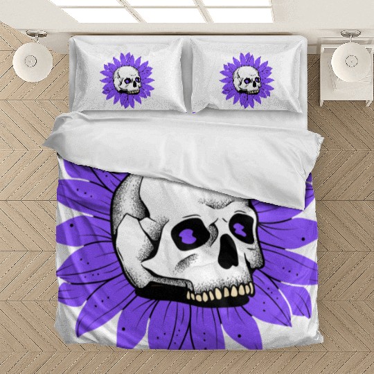 Summer Bedding Sets with Skull and Purple Flowers – Tre