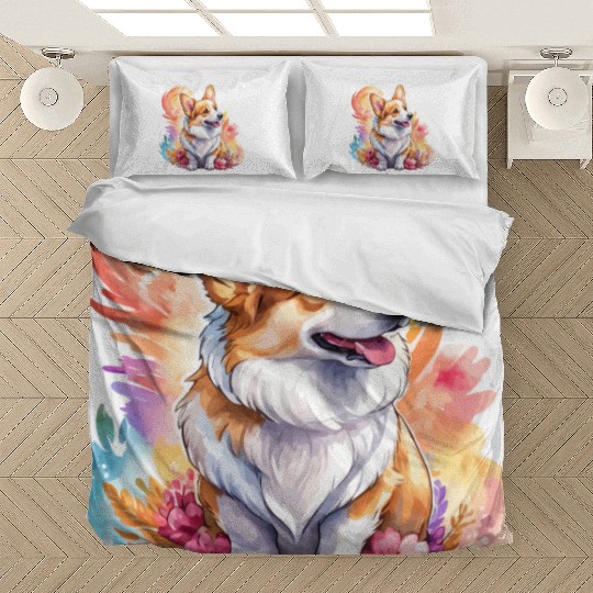 Pembroke Welsh Corgi Watercolor Bedding Sets