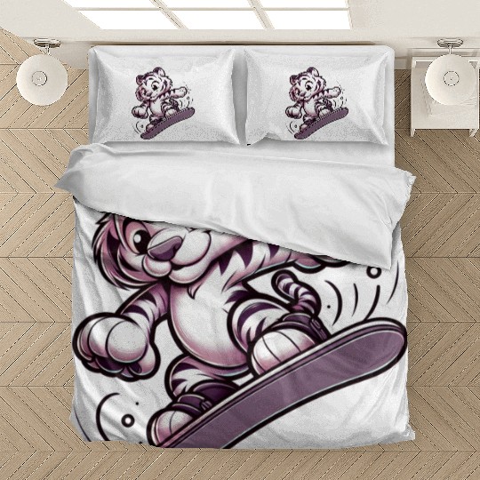 Cute Snowboarder Tiger Bedding Sets