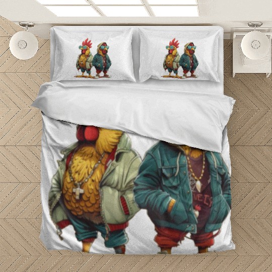 Streetwear-clad chickens with style Bedding Sets