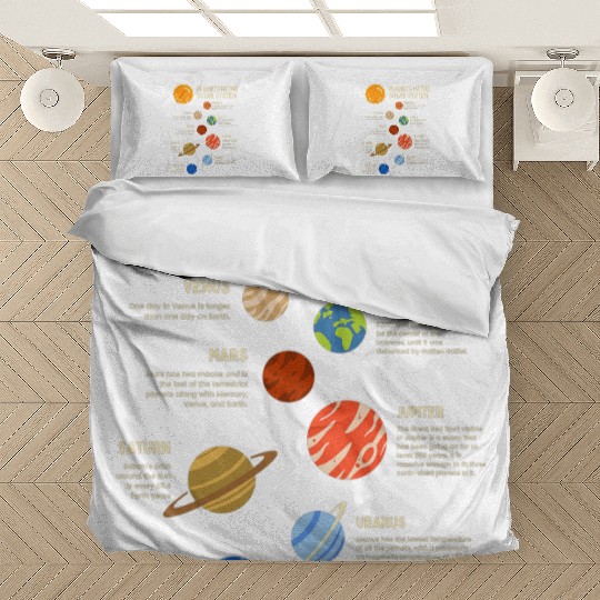 Colorful Solar System Planets Space Science Bedding Sets