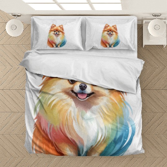 Pomeranian Watercolor Bedding Sets