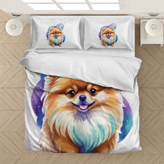 Pomeranian Watercolor Bedding Sets