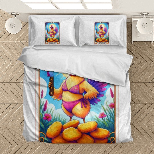 Funny Chicken Tarot Card, FAFO, Hilarious Bedding Sets