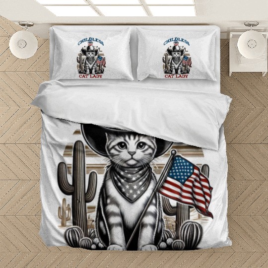 VOTE Like a Childless Cat Lady Funny Voting Kamala Bedding Sets