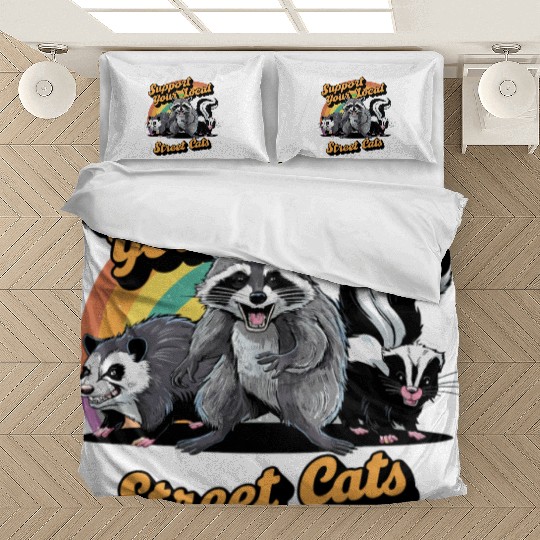 Support Your Local Street Cats Raccoon Bedding Sets