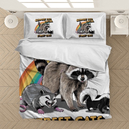 Support Your Local Street Cats Raccoon Bedding Sets