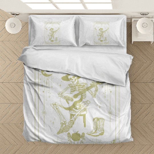Tarot Card Celestial Cowboy Skeleton Plays Guitar Bedding Sets