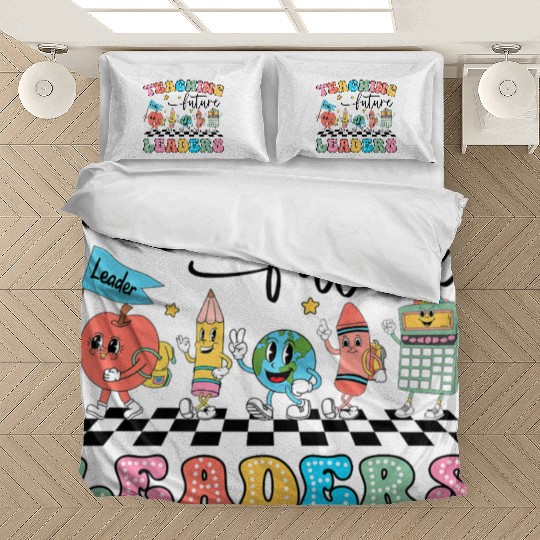 Retro Teaching Future Leaders Groovy Teacher Back Bedding Sets