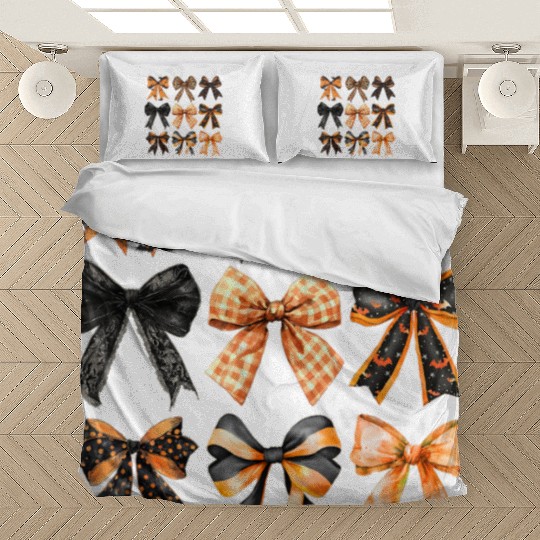 Coquette Halloween Bow Girly Spooky Season Hallowe Bedding Sets