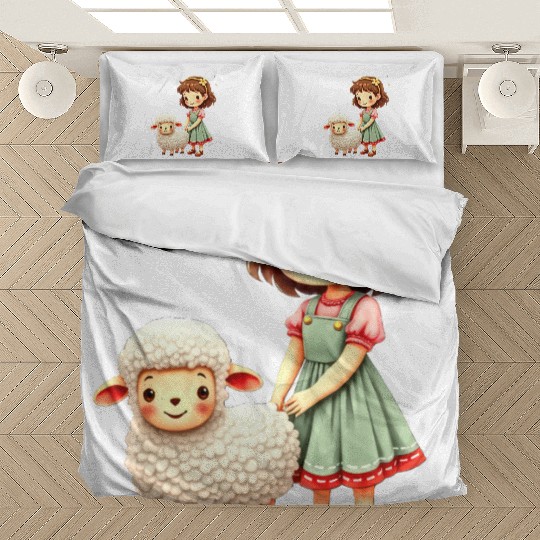 Girl with Cute Lamb Bedding Sets