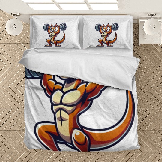 Kangaroo barbell gym fitness workout training Bedding Sets