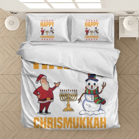 Happy Chrismukkah Funny Hanukkah Christmas Santa Bedding Sets