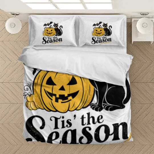 Tis the season Halloween bats pumpkin fall funny Bedding Sets