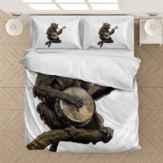 Baboon Monkey Bluegrass Banjo Player Bedding Sets