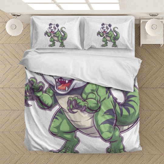 Dino dinosaur T-Rex panda fantasy creature quirky Bedding Sets