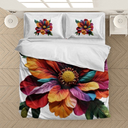 Spectrum Bloom - A Symphony of Floral Hues Bedding Sets