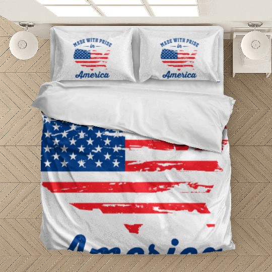 Made With Pride in America Patriotic USA Map with Bedding Sets