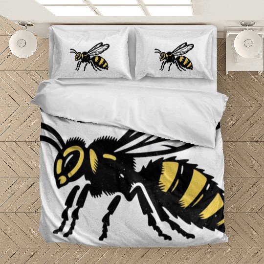 Two Color Wasp Insect Art Bedding Sets