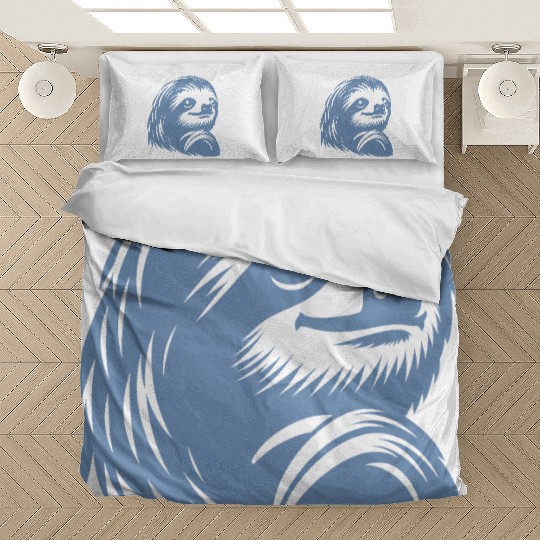 Thoughtful sloth face portrait silhouette Bedding Sets