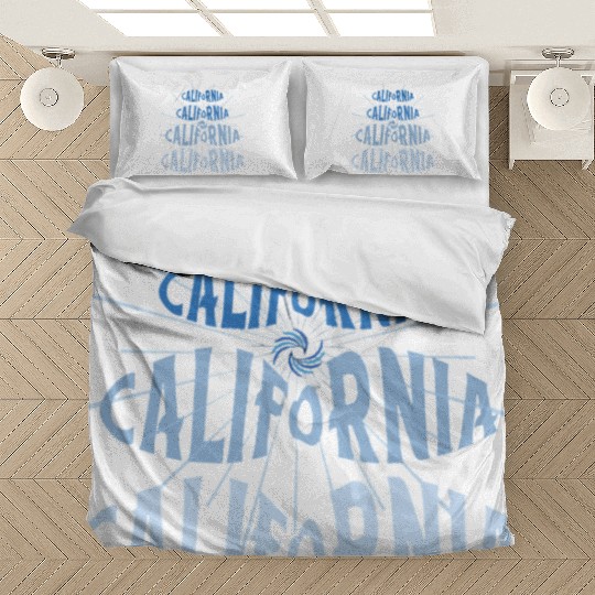 California West Coast Golden State Blue Graphic Bedding Sets