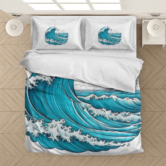 Serene Blue Ocean Waves Bedding Sets
